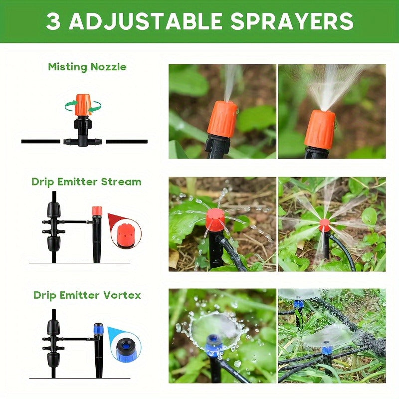 226FT Drip Irrigation Kit – Automatic Plant Watering System with Adjustable Nozzles for Garden & Greenhouse