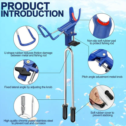 Fishing Rod Holder Ground Stake 360° Adjustable 2pcs Set, Heavy Duty Shore & Beach Rod Bracket Stand for Surf Fishing