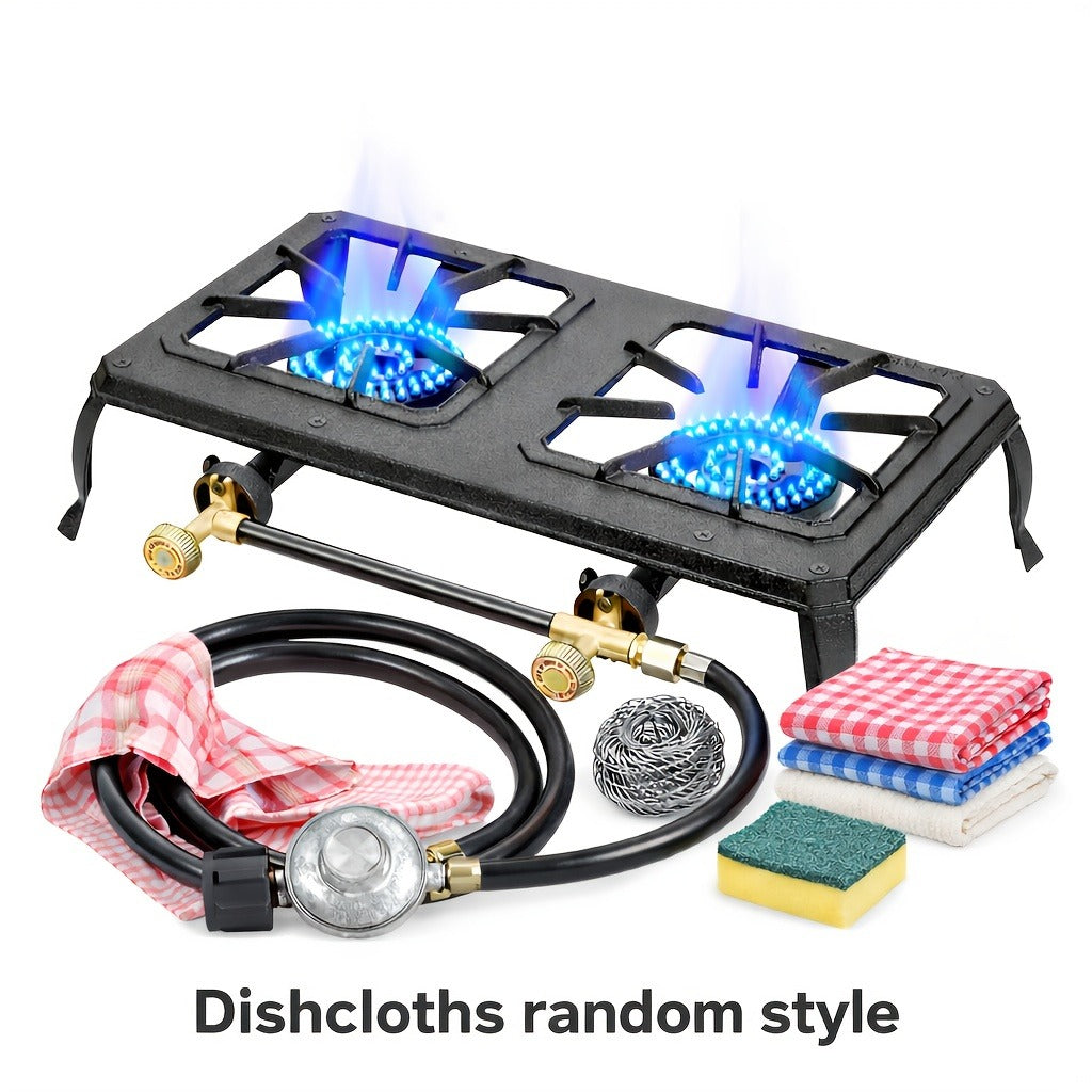 Propane Camping Stove High BTU Outdoor Gas Cooker Single or Double Burner CSA Listed Regulator Hose for Garden, Patio and Yard Use