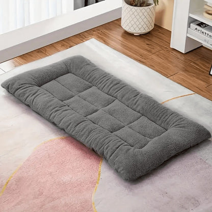 Rectangular Plush Dog Sofa Bed with Raised Bolsters, Gray L Checkout Option and Two-Surface Presentation