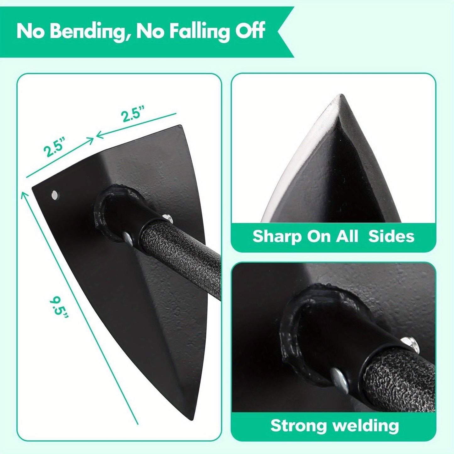 Garden Hoe Triangle Carbon Steel with Adjustable 15-72 Inch Long Handle, Sharp Triangular Blade for Weeding