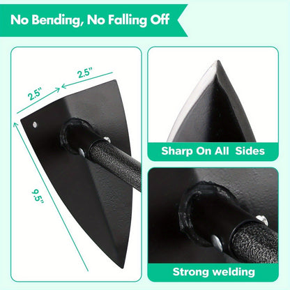 Garden Hoe Triangle Carbon Steel with Adjustable 15-72 Inch Long Handle, Sharp Triangular Blade for Weeding