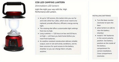 4-Pack COB LED Camping Lantern Dimmable Battery Powered – High Brightness Portable Camp Lights for Hiking, Fishing