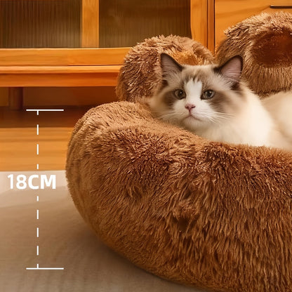 Dog Bed & Cat Bed Plush Bear Paw Print – Soft Warm Pet Bed for Small Medium Large Dogs, Thickened Long Plush, No Assembly