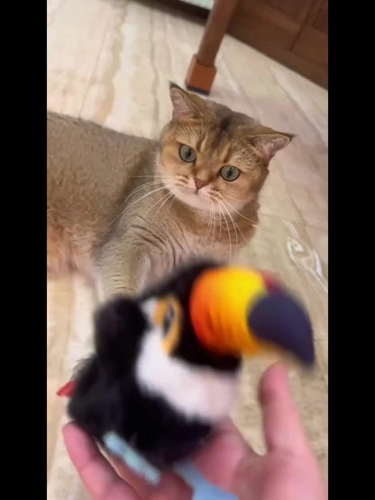 Flapping Bird Cat Toy with Realistic Chirping Sound – USB Rechargeable Interactive Plush Toy for Indoor Cats & Kittens