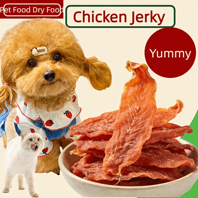 Chicken Jerky Treats for Dogs and Cats – High Protein Chicken Breast Slices, Grain-Free Dental Chews & Training Rewards for Puppies Kittens