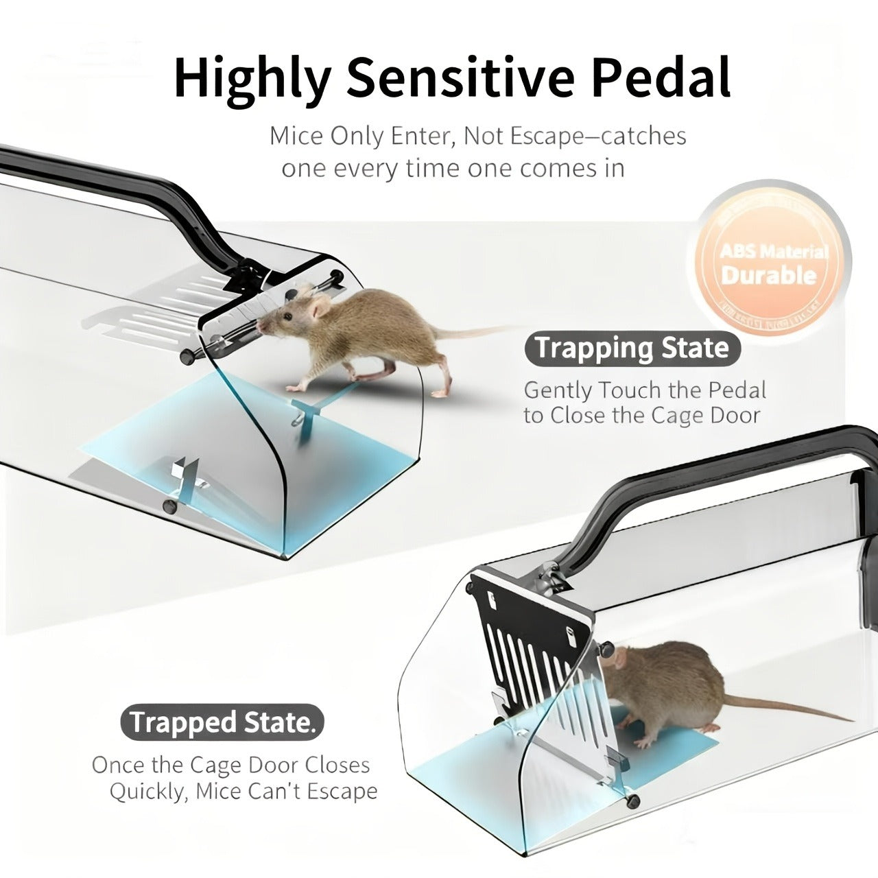 Mouse Trap Live Catch – Transparent Continuous Capture Rodent Trap for Indoor Home, Kitchen, Garage & Outdoor Use