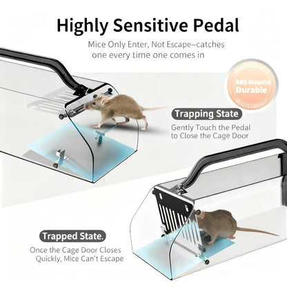 Mouse Trap Live Catch – Transparent Continuous Capture Rodent Trap for Indoor Home, Kitchen, Garage & Outdoor Use