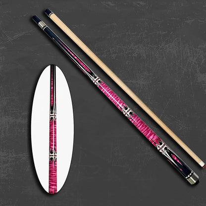 Two-Piece Carbon Fiber Pool Cue with Metal Joint, Wrap Section and Pink or Blue Graphic Designs