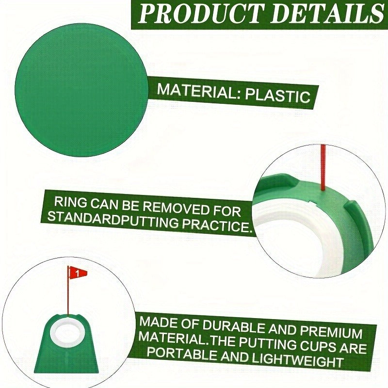 Golf Putting Cup Practice Holes 3 Pack with Numbered Flags Portable Durable All-Direction Surface Regulation Indoor Outdoor Putting Green