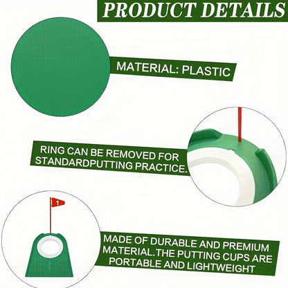 Golf Putting Cup Practice Holes 3 Pack with Numbered Flags Portable Durable All-Direction Surface Regulation Indoor Outdoor Putting Green