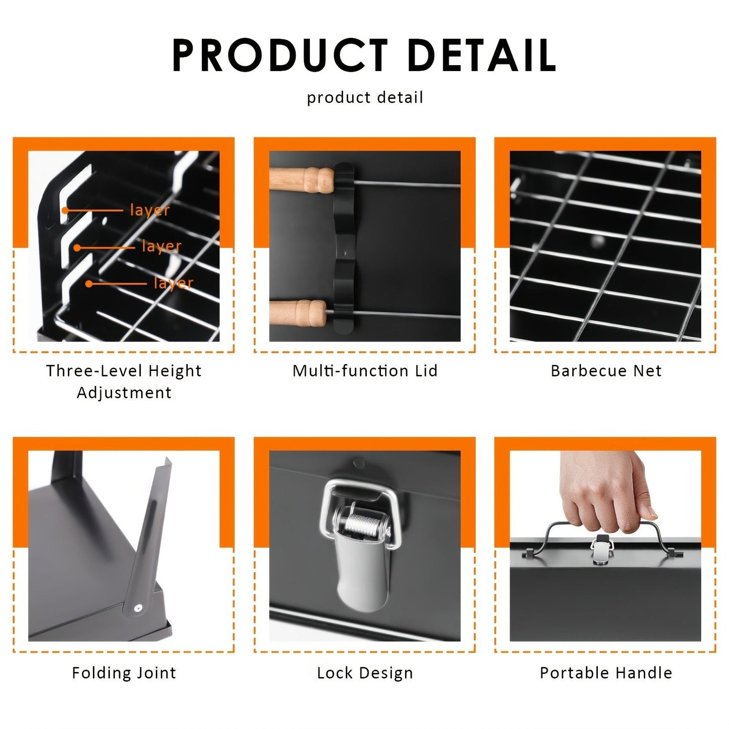 Charcoal Grill Portable BBQ with Hood – Foldable Compact Outdoor Barbecue Grill for Camping Tailgating Picnic Backyard Cookouts |