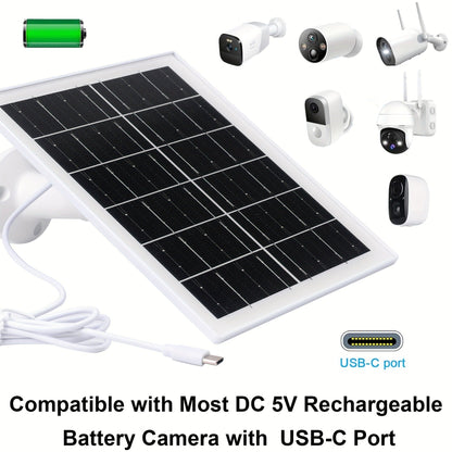 Solar Panel 5W Monocrystalline with Built-In 5200mAh Battery - 3rd Gen Emergency Charger for Security Camera