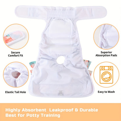Washable Female Dog Diapers 3 Pack – Reusable Highly Absorbent Dog Period Panties for Heat Incontinence Puppy Training, XS S M L