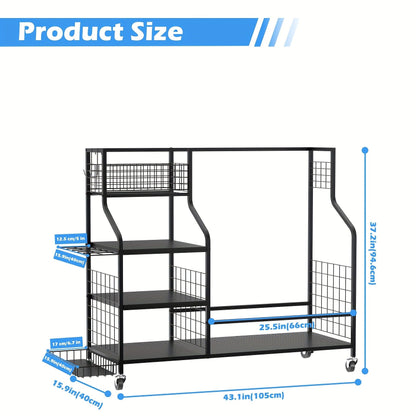Golf Bag Storage Rack & Organizer for Garage – Extra Large Golf Club Holder Stand for 2 Bags, Heavy Duty Golf Equipment Accessories