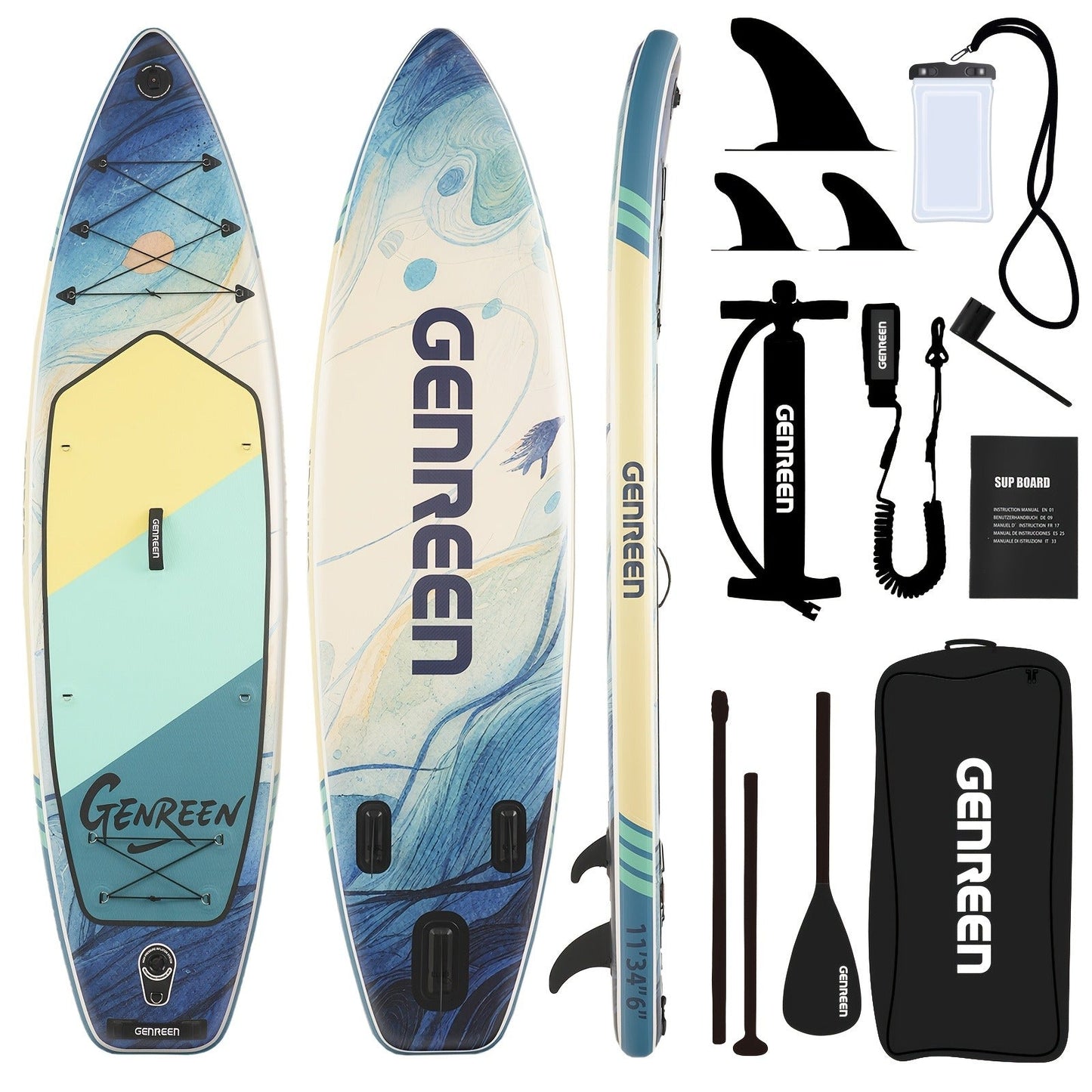 11ft SUP Board Inflatable Stand Up Paddle Board – Non-Slip Deck, Wide Stance, Heavy-Duty for Adults Beginners Experts