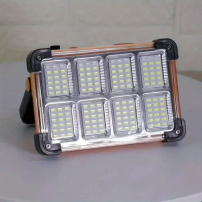 Solar Rechargeable LED Floodlight Flashlight, IP44 Waterproof 4500 Lumens Ultra-Bright Portable Camp Light