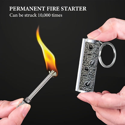 Permanent Match Fire Starter Set 4pcs, 10000-Strike Flint Metal Match Lighter with Keychain, Emergency Survival Fire Starter Kit for Outdoor