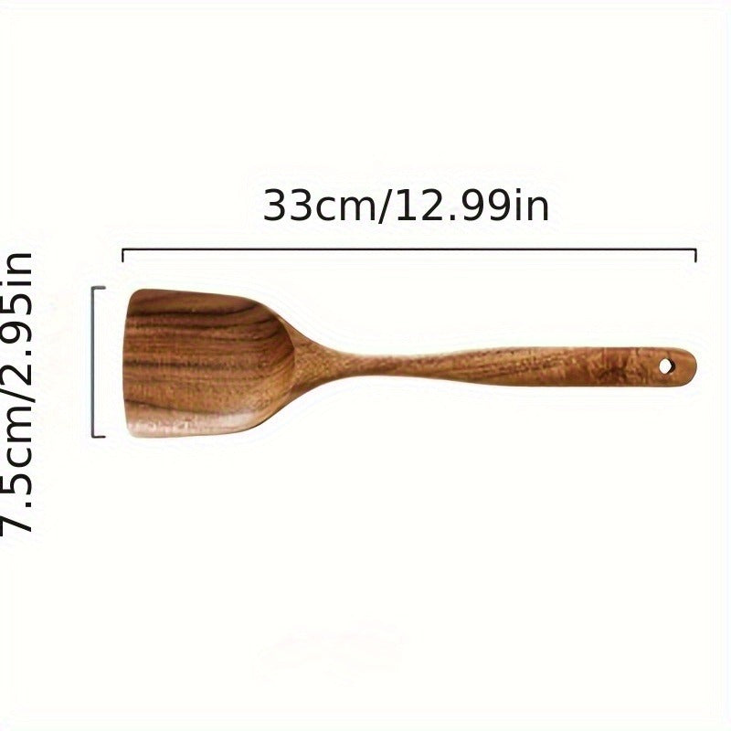 Kitchen Utensils by MARSHJOPRIAN, 3-Piece Teak Wood Spoon Set with Cooking Spoon, Rice Paddle and Polished Handles