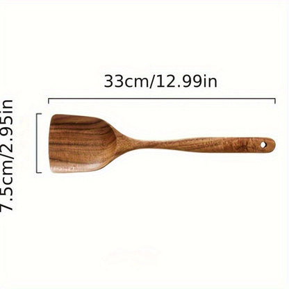 Kitchen Utensils by MARSHJOPRIAN, 3-Piece Teak Wood Spoon Set with Cooking Spoon, Rice Paddle and Polished Handles