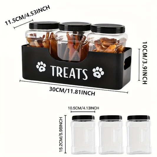 Airtight Pet Food Storage Container Set – 3pcs Plastic Jars with Lids, Farmhouse Style Snack Box for Dogs & Cats