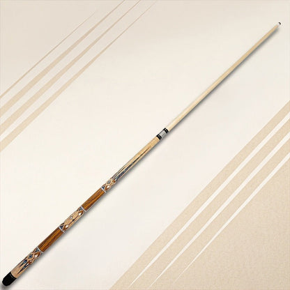 58-Inch Maple Pool Cue with Two-Piece Construction, Decorated Butt and Style A, B or C Design Choices