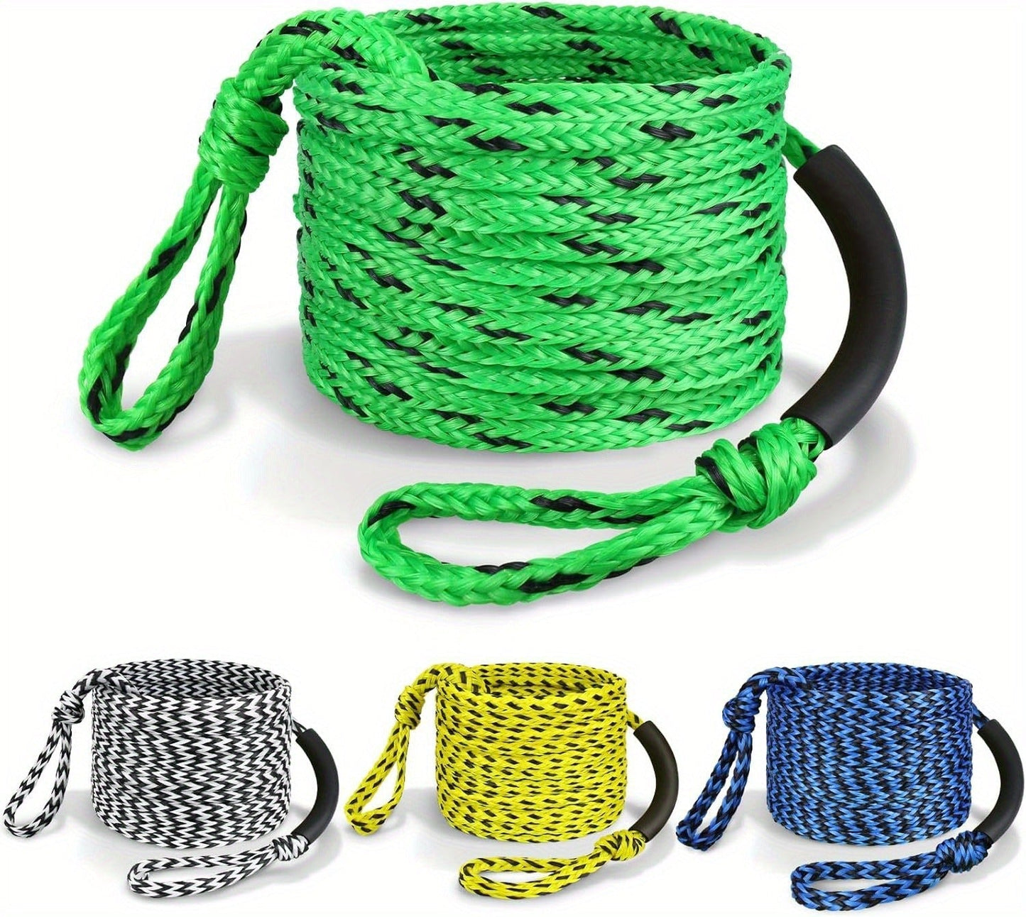 Heavy Duty Floating Tow Rope 60ft 2600lbs Breaking Strength 16-Strand UV Resistant Pre-Stretched for Towable Tubes Water Skis Wakeboards