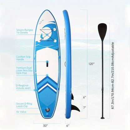 120 x 30 x 6-Inch Inflatable Stand-Up Paddle Board with Two-Plus-One Fin Setup and Six Design Options