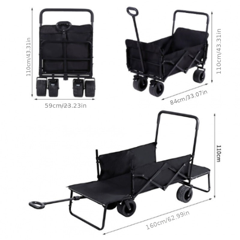 Foldable Utility Wagon Cart 550 lbs, Collapsible Outdoor Cart with Bench Seat & All-Terrain Wheels