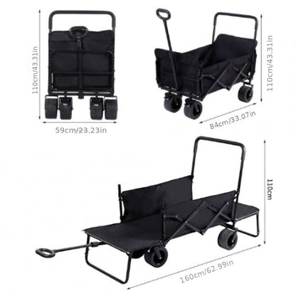 Foldable Utility Wagon Cart 550 lbs, Collapsible Outdoor Cart with Bench Seat & All-Terrain Wheels