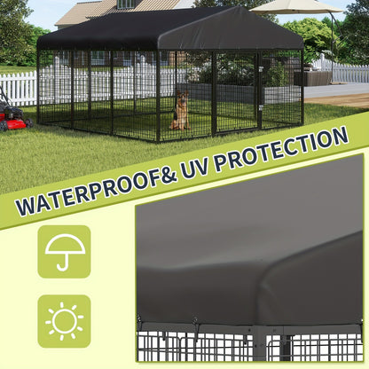 Outdoor Dog Kennel Heavy Duty Galvanized Steel with Roof Double Safety Locks Rust-Resistant Large Dog Cage Fence Run for Big Dogs