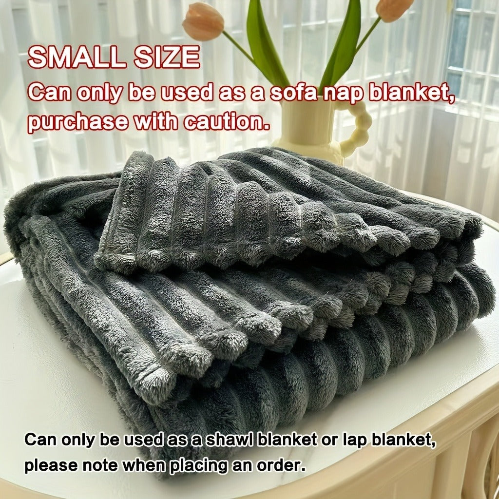 Fleece Blanket Double-Sided 3D Faux Rabbit Fur Throw – Ultra-Soft Thick 300-350g/m² for Home, Office, Travel & Camping