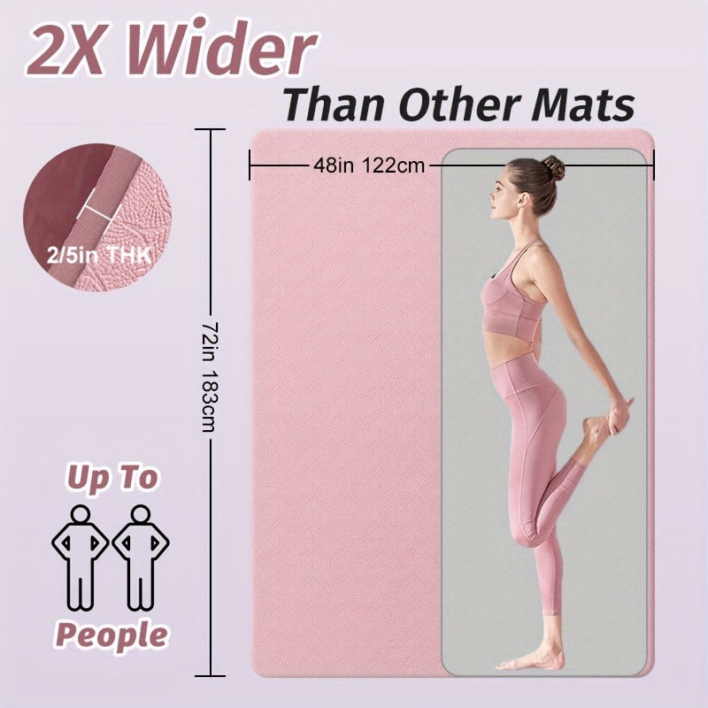 Extra Large TPE Yoga Mat 6’×4’ – 10mm Extra Thick Non-Slip Exercise Mat with Alignment Lines, Double-Sided Grip