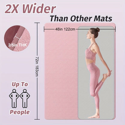 Extra Large TPE Yoga Mat 6’×4’ – 10mm Extra Thick Non-Slip Exercise Mat with Alignment Lines, Double-Sided Grip
