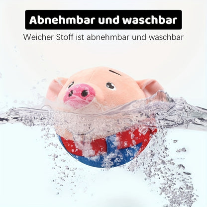 Electronic Rolling Dog Toy Ball – USB Rechargeable Cartoon Pig Plush Toy with Jumping Vibration & Sound, Automatic Self-Moving Washable