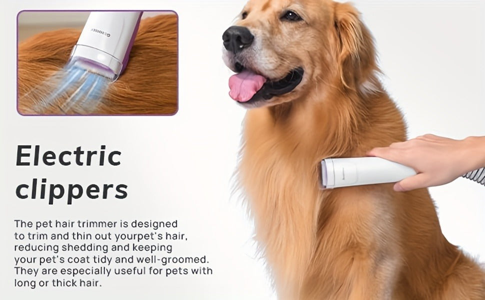 Dog Grooming Vacuum Kit 4-in-1 – Pet Hair Vacuum with Electric Clipper, Grooming Brush & Deshedding Tools, 2.5L Large Dust Cup
