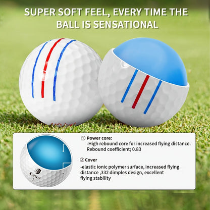 Golf Balls 6pcs Long Distance High Speed with 360-Degree Aiming Line Add 40+ Yards Distance Durable Performance Golf Ball Set for Men Women