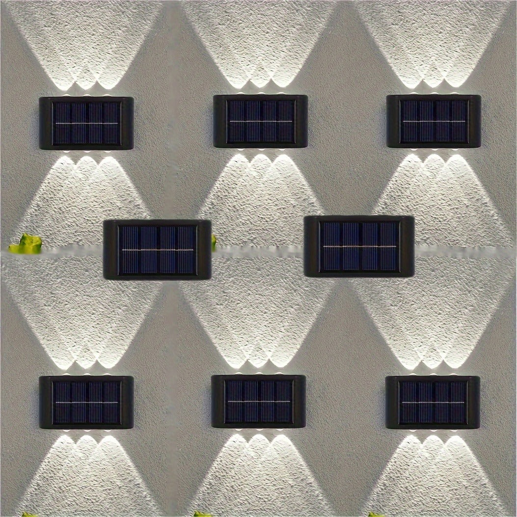 Solar Wall Light Outdoor 8 Pack 6 LED Deck Fence Garden Lamp Waterproof Auto Dusk to Dawn Courtyard Pathway Garage Yard Decoration