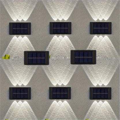 Solar Wall Light Outdoor 8 Pack 6 LED Deck Fence Garden Lamp Waterproof Auto Dusk to Dawn Courtyard Pathway Garage Yard Decoration