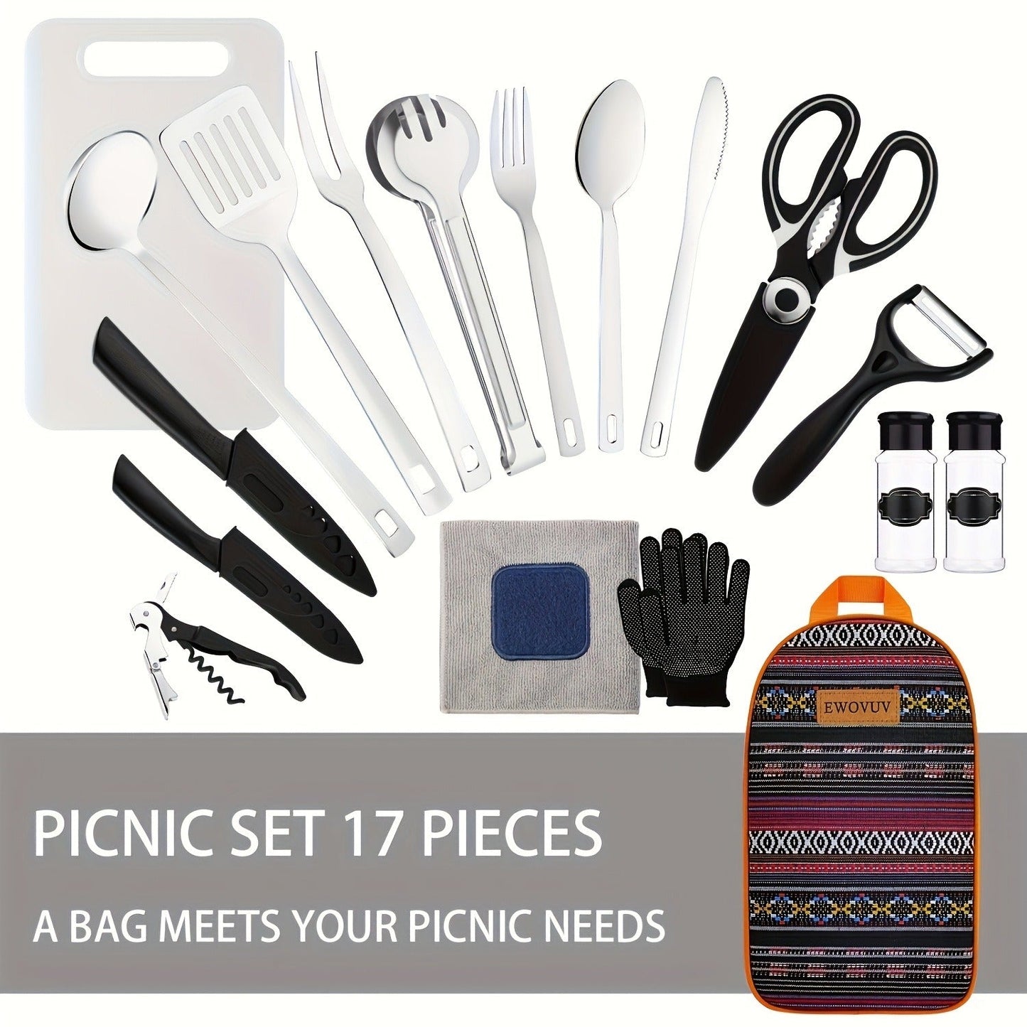 Camping Cookware Set Outdoor Kitchen Cooking Kit – Essential Camp Gear for Barbecue, Meal Prep & Outdoor Cooking at Campsites & Parks
