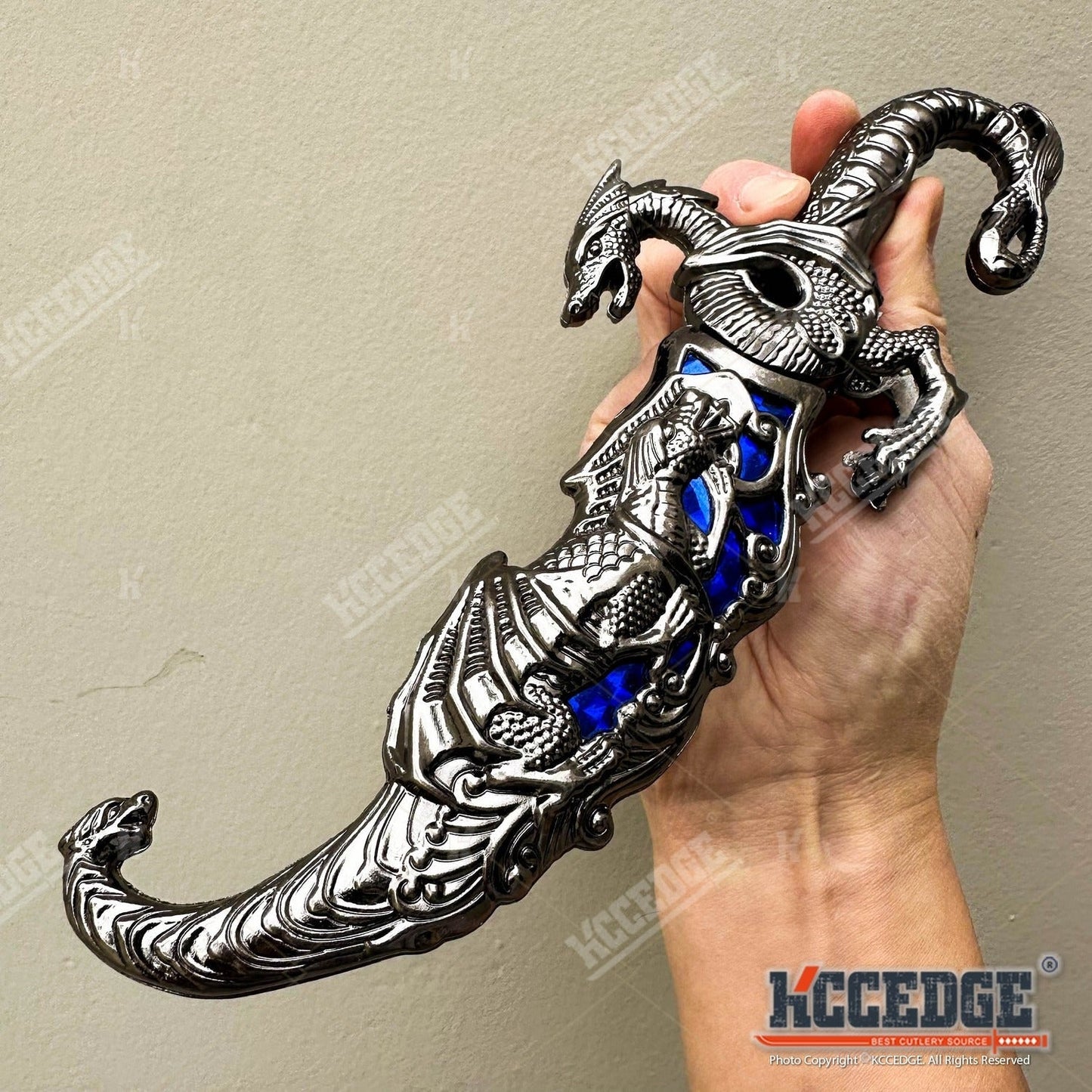 Medieval Fantasy Fixed Blade Knife with Scabbard – 9" Dragon Cosplay Collectible Dagger, 440 Stainless Steel