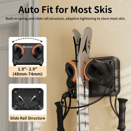 Wall-Mounted Ski & Sports Equipment Storage Rack – Heavy Duty Garage Organizer Hook Set, Holds Up to 100 lbs