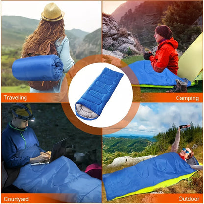 Lightweight 4 Season Sleeping Bag Envelope Design with Drawstring Closure Adjustable Hood Strap Portable Camping Sleep Bag for Backpacking