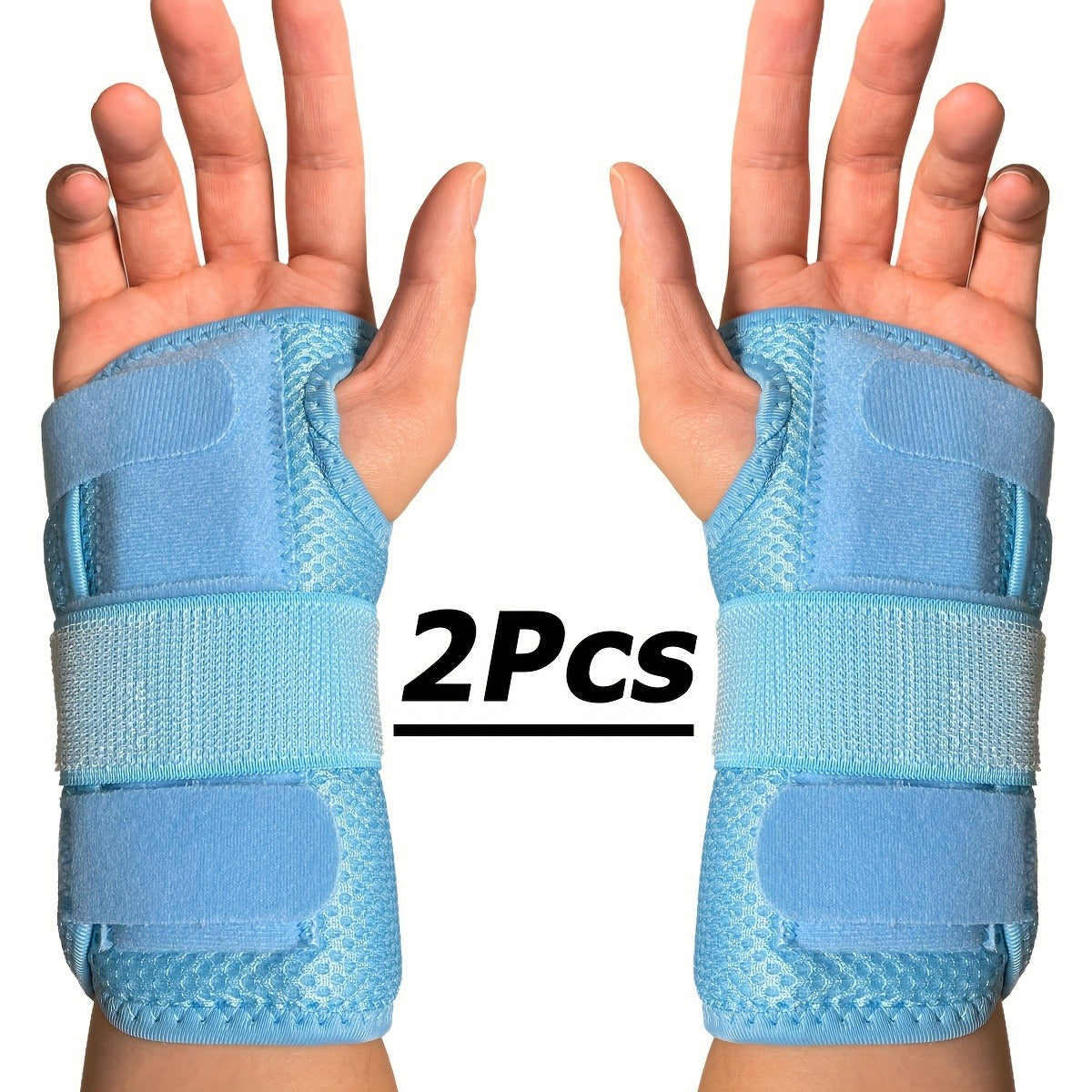 Wrist Brace with Double Splint Support & Triple Compression – 1 Pair Breathable Hook-and-Loop Wrist Guard for Sports