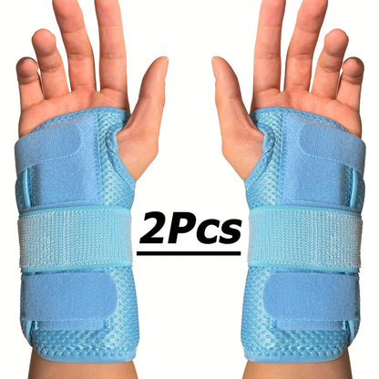 Wrist Brace with Double Splint Support & Triple Compression – 1 Pair Breathable Hook-and-Loop Wrist Guard for Sports