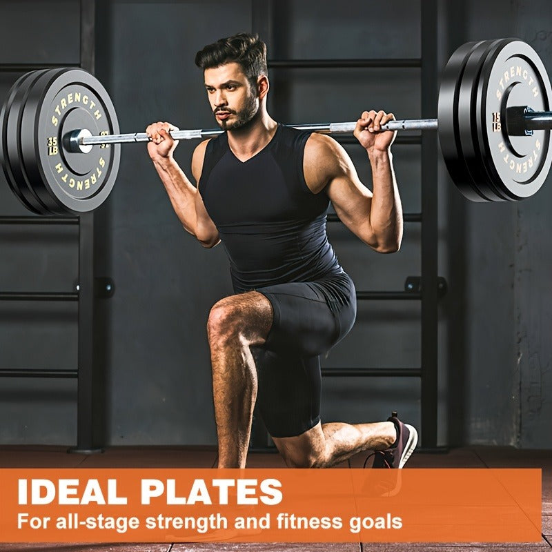 Black Olympic-Style Weight Plates with Colored Weight Markings in 10, 15, 25, 35 or 45 lb Options