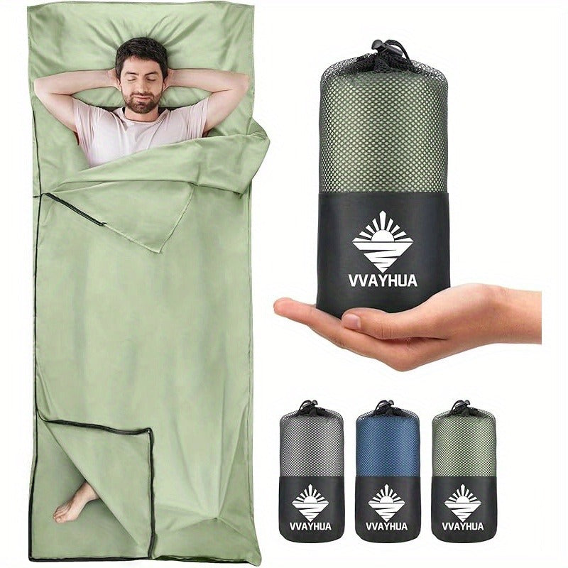 Sleeping Bag Liner for Adults – Two-Way Zipper Sleep Sack with Foot Exposure, Lightweight Portable Travel Sheet for Camping, Hiking