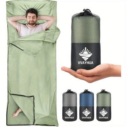 Sleeping Bag Liner for Adults – Two-Way Zipper Sleep Sack with Foot Exposure, Lightweight Portable Travel Sheet for Camping, Hiking
