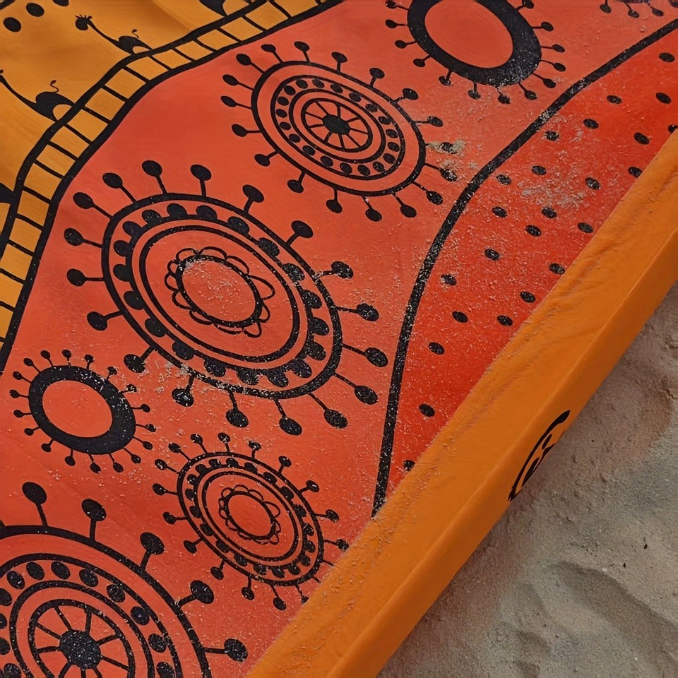 Sand-Wall Beach Mat with Four Stakes and Carry Bag, 140 x 220cm in Six Printed Styles for Outdoor Picnics