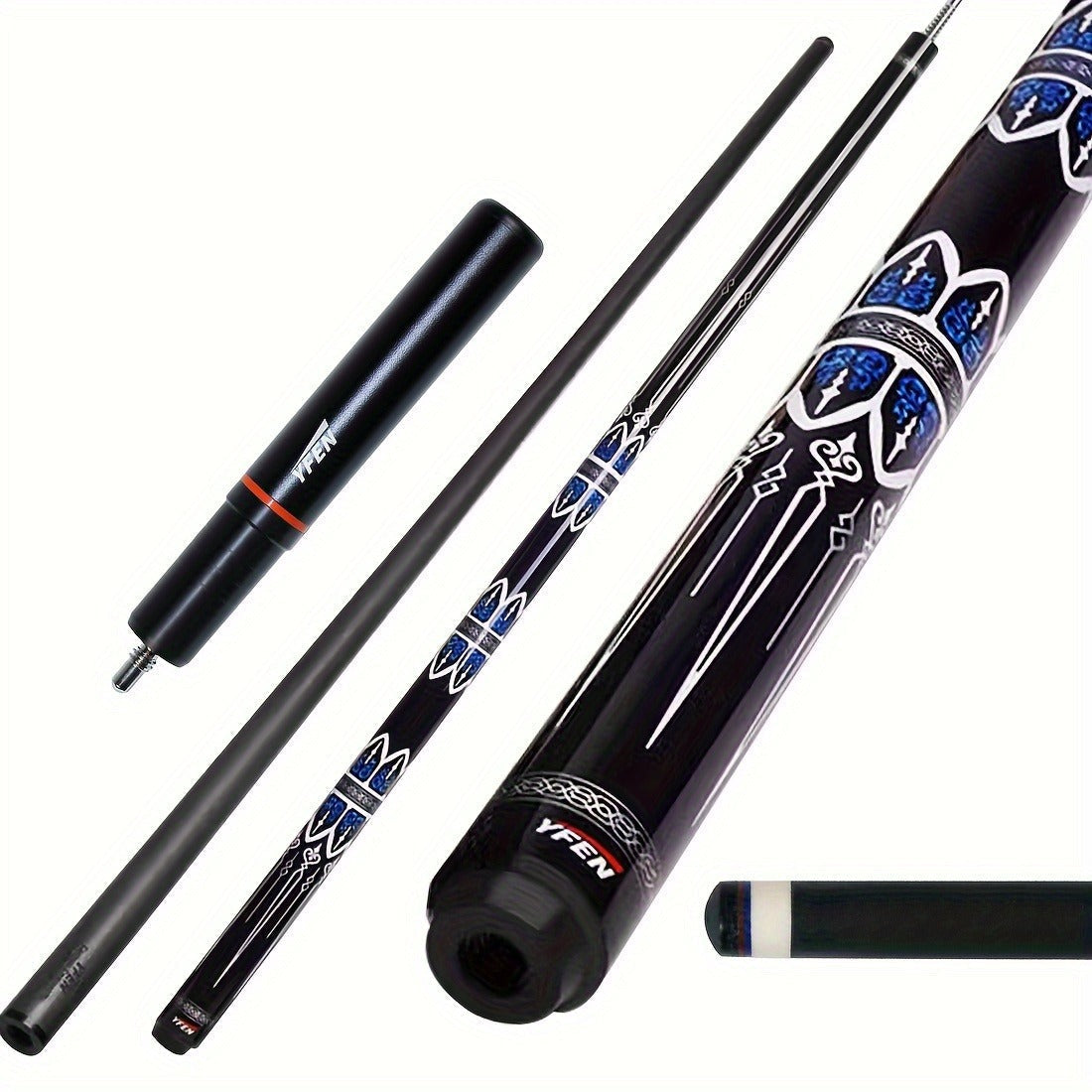 Carbon Fiber Pool Cue Stick 12.5mm Low Deflection Professional Billiard Cue with Extension Canadian Maple Wavy Pin Wrapless Design